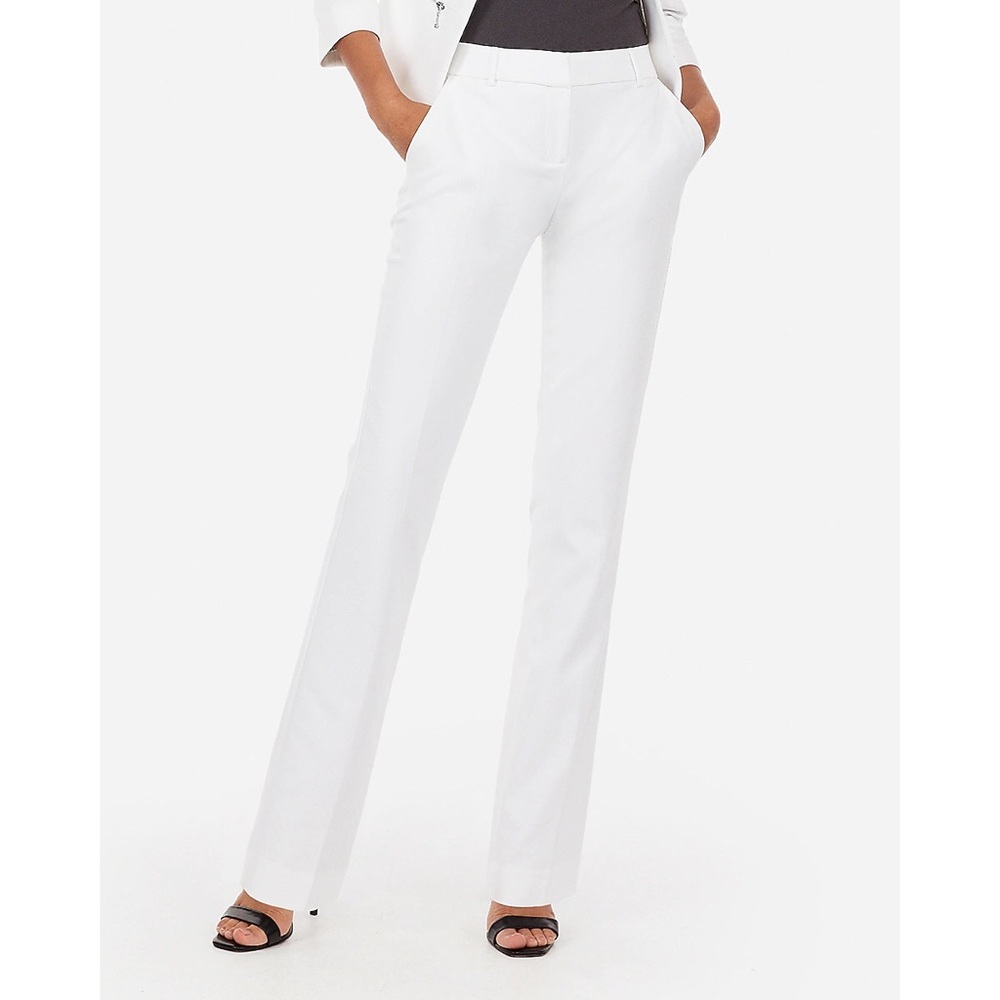 Express Mid Rise Barely Boot Columnist Pant White